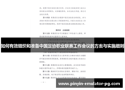 如何有效组织和准备中国足协职业联赛工作会议的方案与实施细则